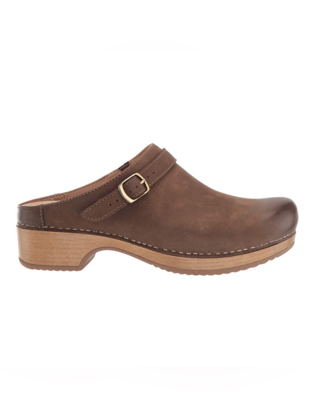 Dansko Berry Nubuck Suede Buckle Hardware Strap Clogs size 38